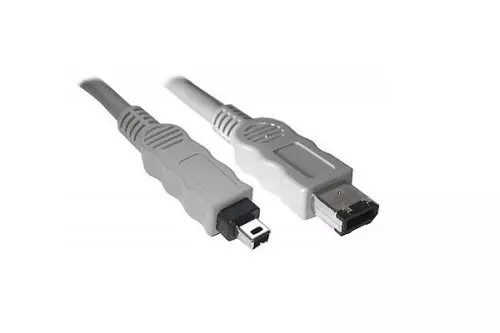 FireWire-kaapeli 6-nastainen 4-nastaiseen pistokkeeseen, 1.00m liitäntäkaapeli IEEE 1394, harmaa